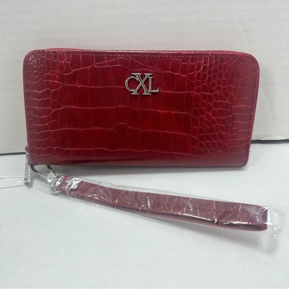 CXL‎ by Christian Lacroix Kara Croco Zip Around Wristlet Wallet Red NWT